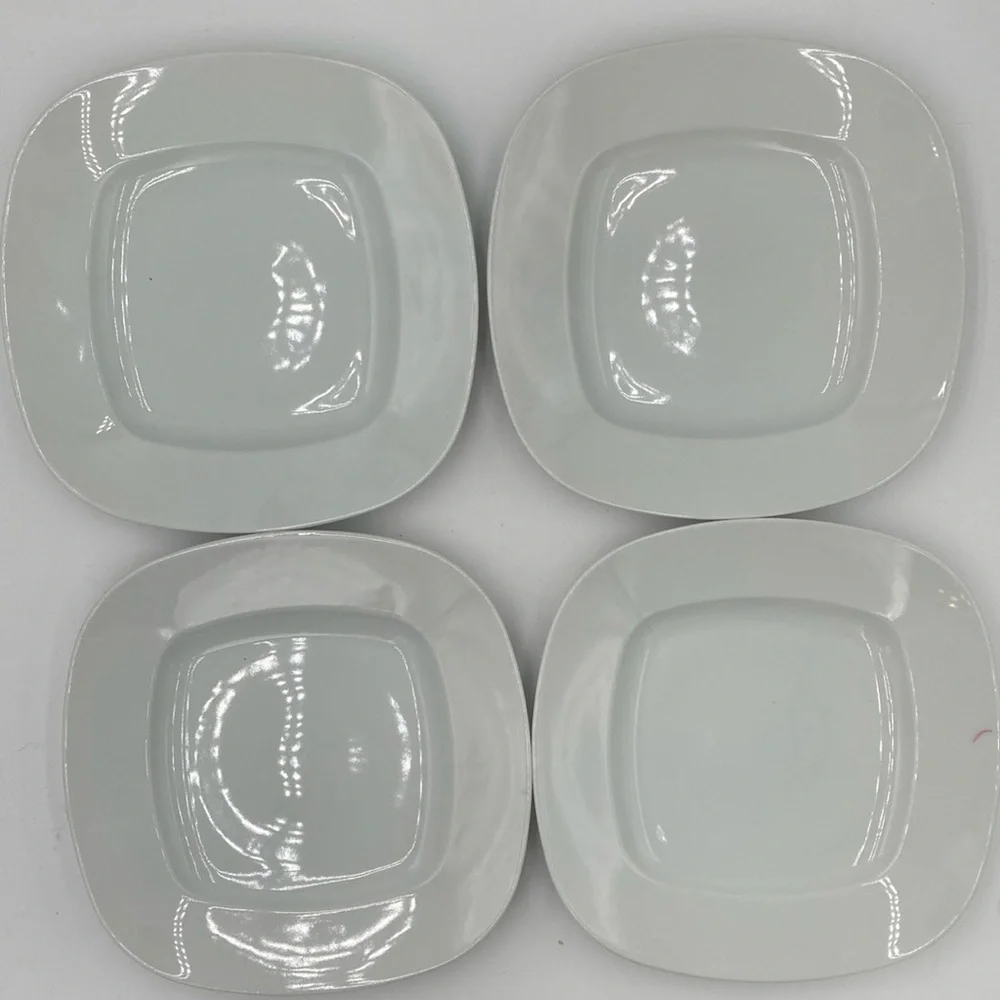 (4) Crate and Barrel White Square Plates